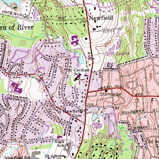 Topographic Map of Saint Cecilias School, CT