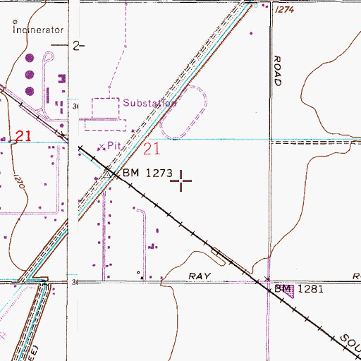 Topographic Map of Crossroads Park, AZ