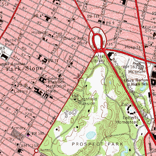 Topographic Map of Brooklyn Ethical Culture School (historical), NY