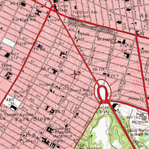 Topographic Map of Park Slope Masonic Club (historical), NY