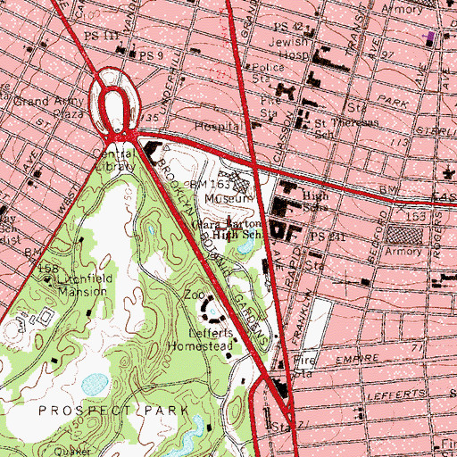 Topographic Map of Institute Park (historical), NY