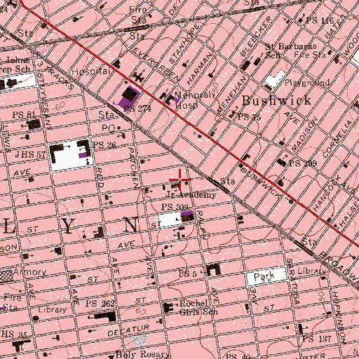 Topographic Map of Public School 26 (historical), NY