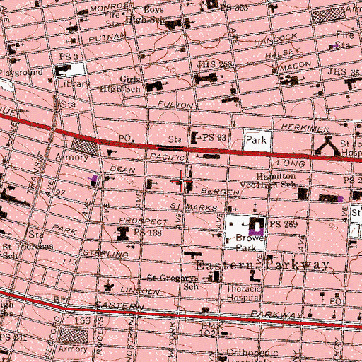Topographic Map of First Church of Christ Scientist (historical), NY