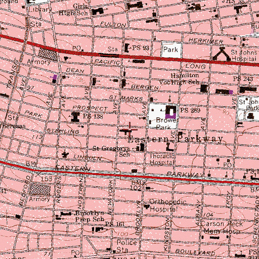 Topographic Map of Brooklyn Methodist Church Home (historical), NY