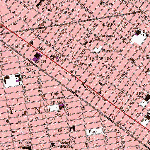 Topographic Map of Boulevard Grove (historical), NY