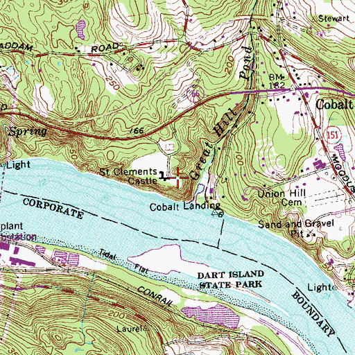 Topographic Map of Saint Clements Castle, CT