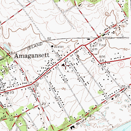 Topographic Map of Amagansett School, NY