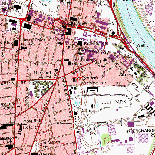 Topographic Map of Saints Cyril and Methodius School, CT