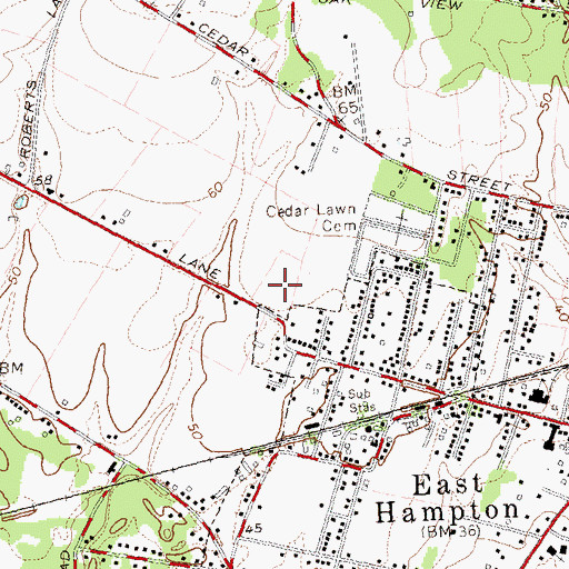 Topographic Map of East Hampton High School, NY