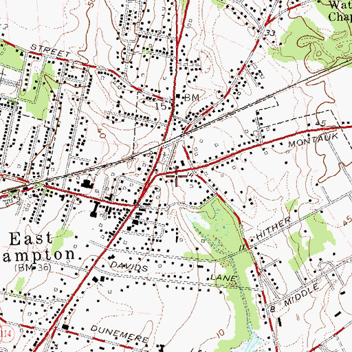 Topographic Map of East Hampton Post Office, NY