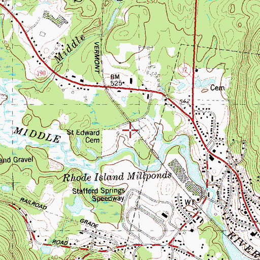 Topographic Map of Saint Edward Cemetery, CT