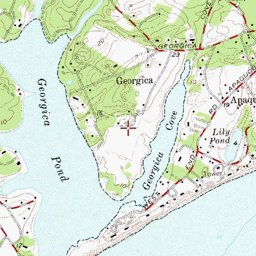 Topographic Map of Georgica Neck, NY