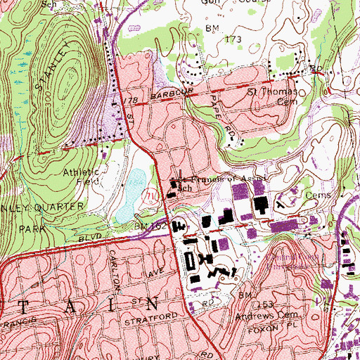 Topographic Map of Saint Francis of Assisi Middle School, CT