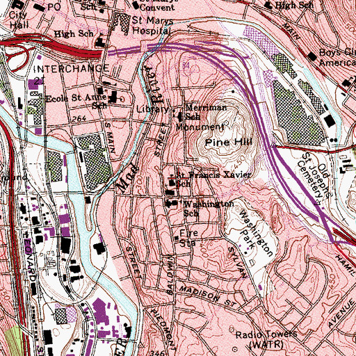 Topographic Map of Saint Francis Xavier School, CT