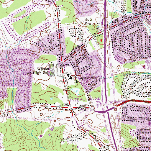 Topographic Map of Saint Gertrudes Church, CT