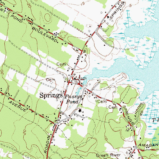 Topographic Map of Springs Community Presbyterian Church Cemetery, NY