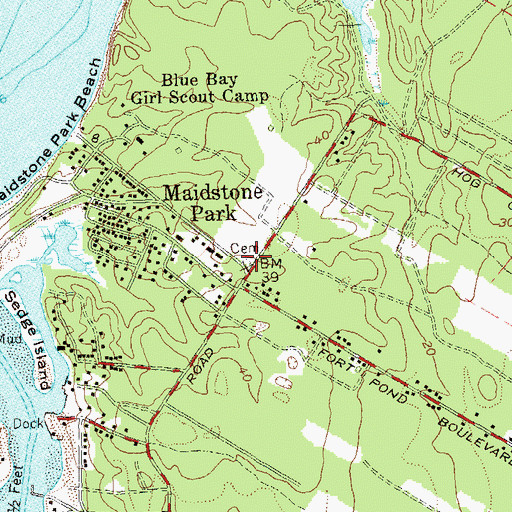Topographic Map of Edwards Cemetery, NY