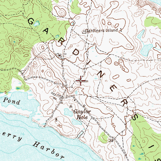 Topographic Map of Gardiners Island Cemetery, NY