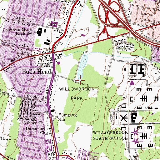 Topographic Map of Willow Brook Country Club (historical), NY