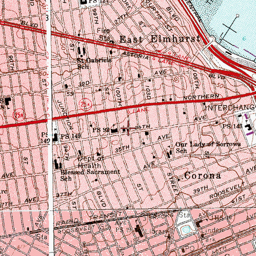 Topographic Map of Northside Hebrew Congregation (historical), NY