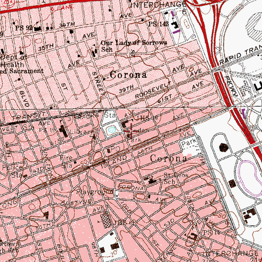 Topographic Map of Corona Methodist Church (historical), NY