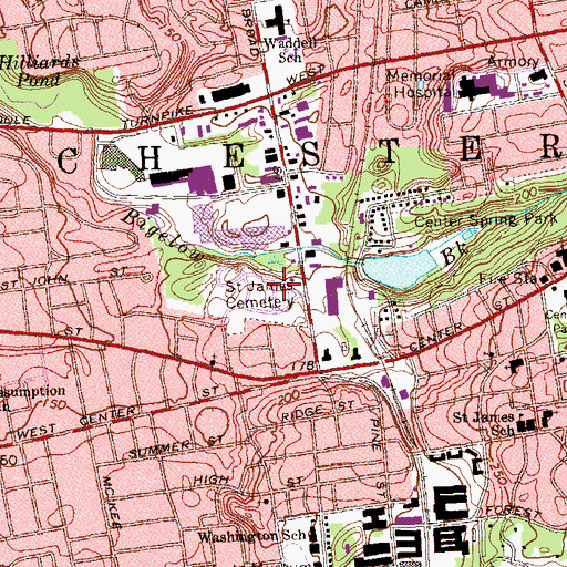 Topographic Map of Saint James Cemetery, CT