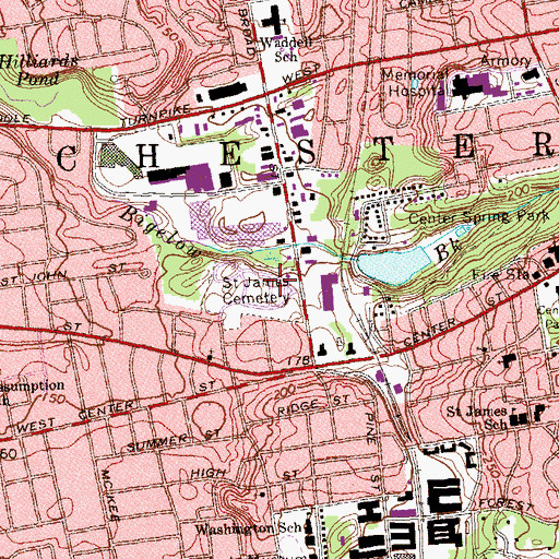 Topographic Map of Saint James Cemetery, CT