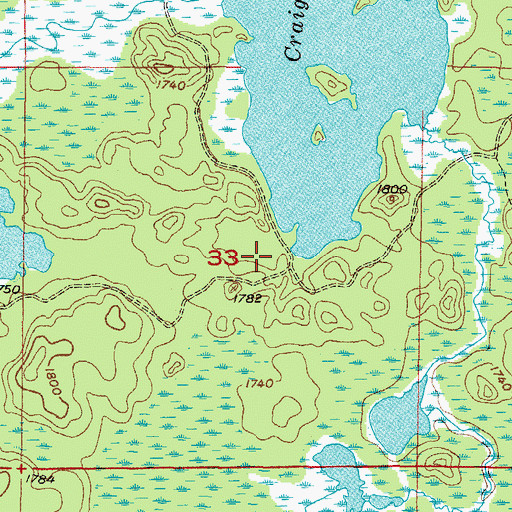 Topographic Map of Craig Lake State Park, MI