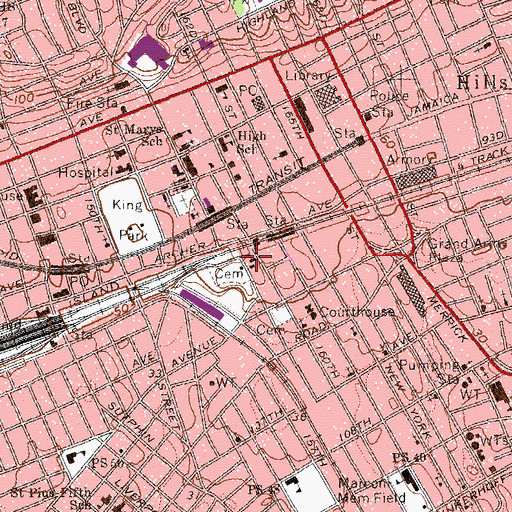 Topographic Map of Saint Monica's Roman Catholic Church (historical), NY