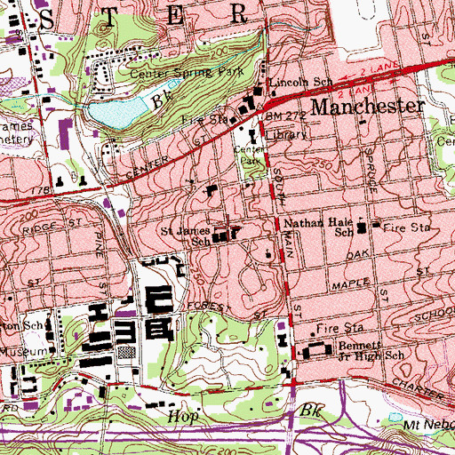 Topographic Map of Saint James School, CT