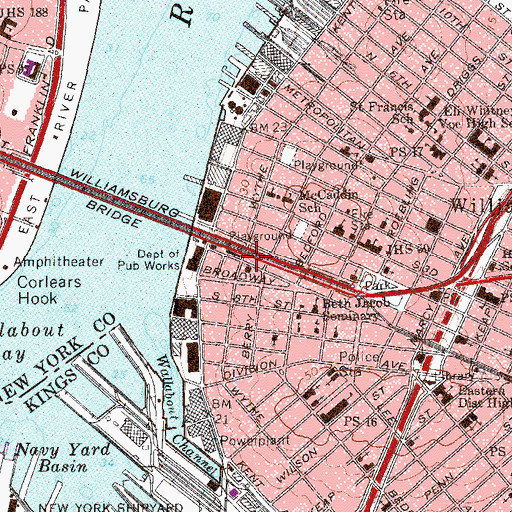 Topographic Map of Bedford Avenue Theater (historical), NY