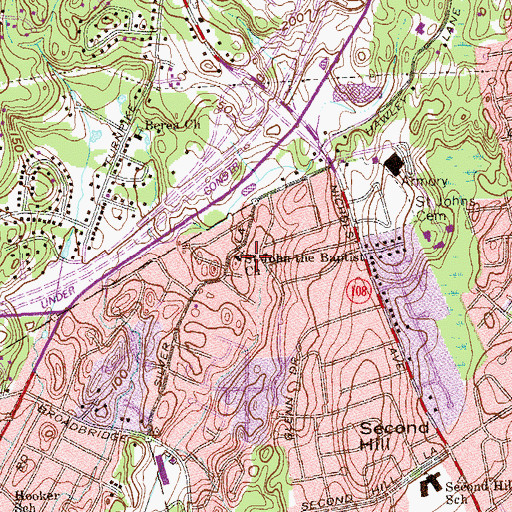 Topographic Map of Saint John the Baptist Church, CT