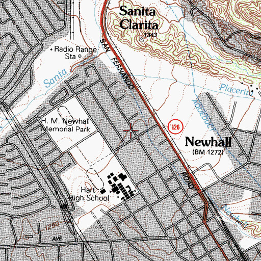 Topographic Map of Valencia Open Bible Church, CA