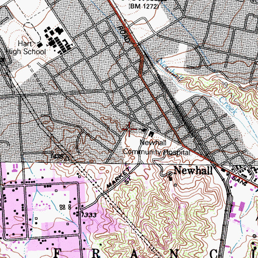 Topographic Map of First Presbyterian Church, CA