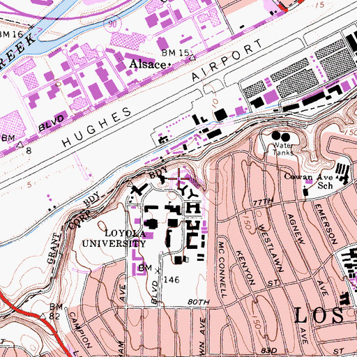Topographic Map of Loyola Hall, CA