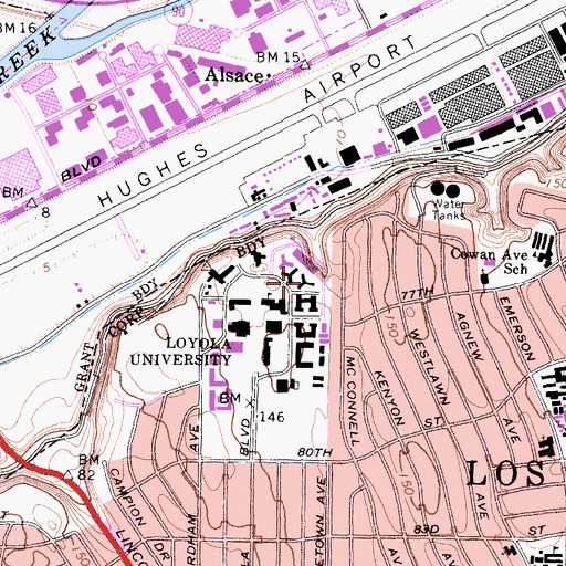 Topographic Map of Rosecrans Hall, CA