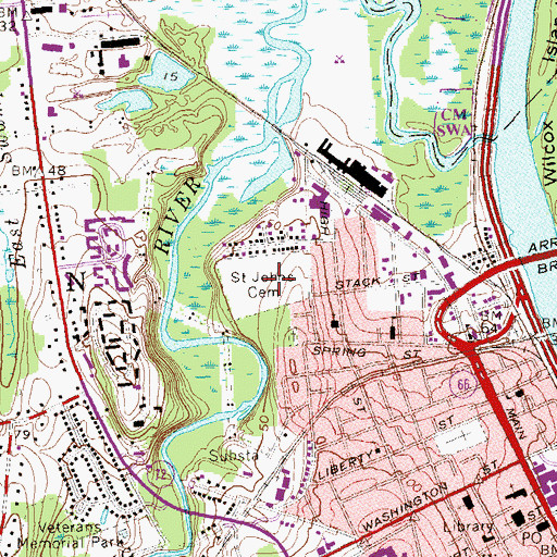 Topographic Map of Saint John Cemetery, CT