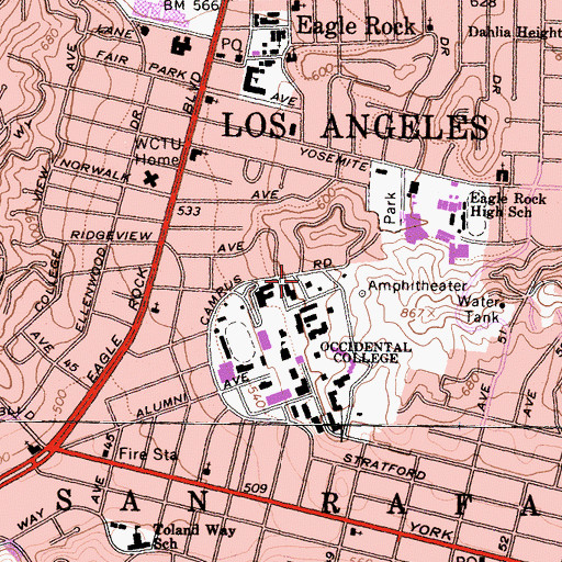 Topographic Map of Collins House, CA