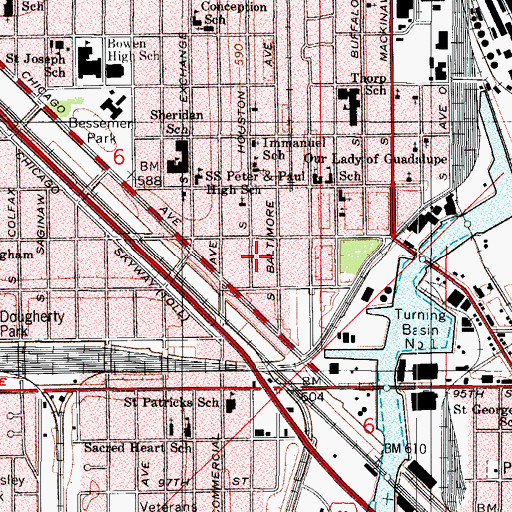 Topographic Map of South Chicago Pentecostal Church, IL