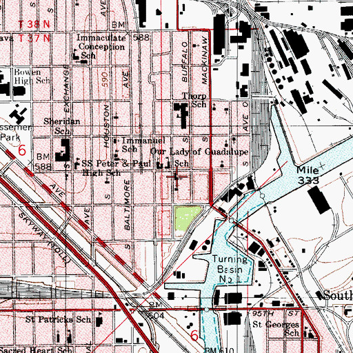 Topographic Map of Pilgrim Baptist Church, IL