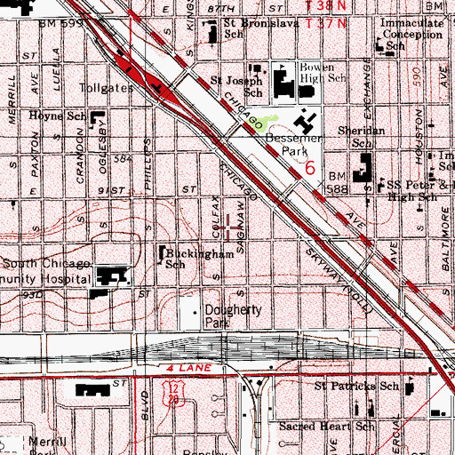 Topographic Map of First Day Christian Community Church, IL