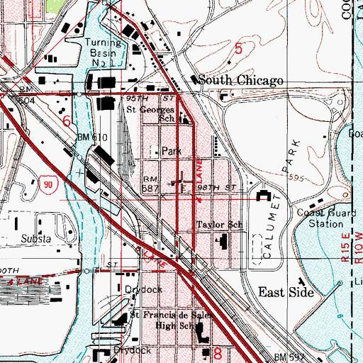 Topographic Map of East Side Full Gospel Church, IL