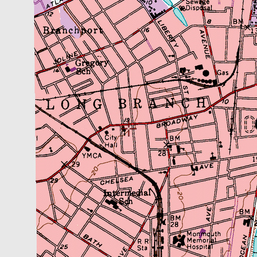 Topographic Map of Saint James Episcopal Church, NJ