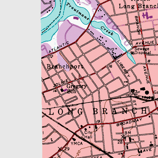 Topographic Map of Long Branch Covenant Church, NJ
