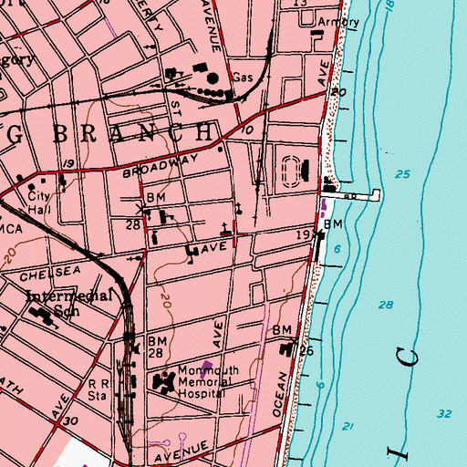 Topographic Map of Star of the Sea Church, NJ