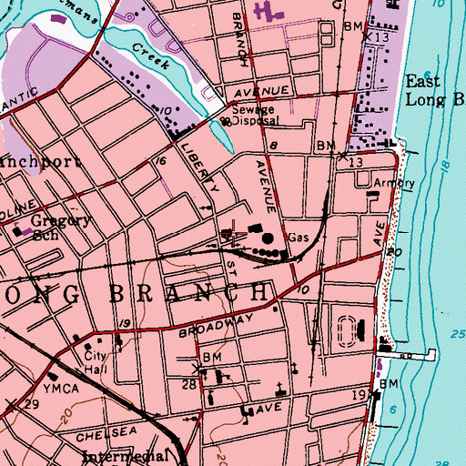 Topographic Map of Second Baptist Church, NJ