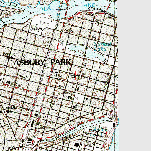 Topographic Map of First Baptist Church, NJ