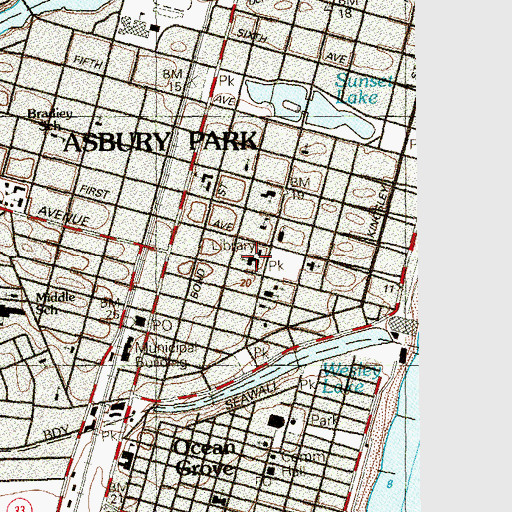 Topographic Map of Trinity Episcopal Church, NJ