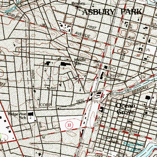 Topographic Map of Saint Augustine Episcopal Church, NJ