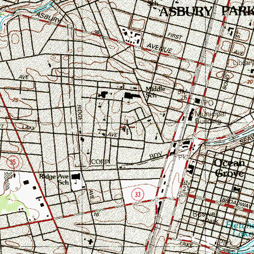 Topographic Map of Second Baptist Church, NJ